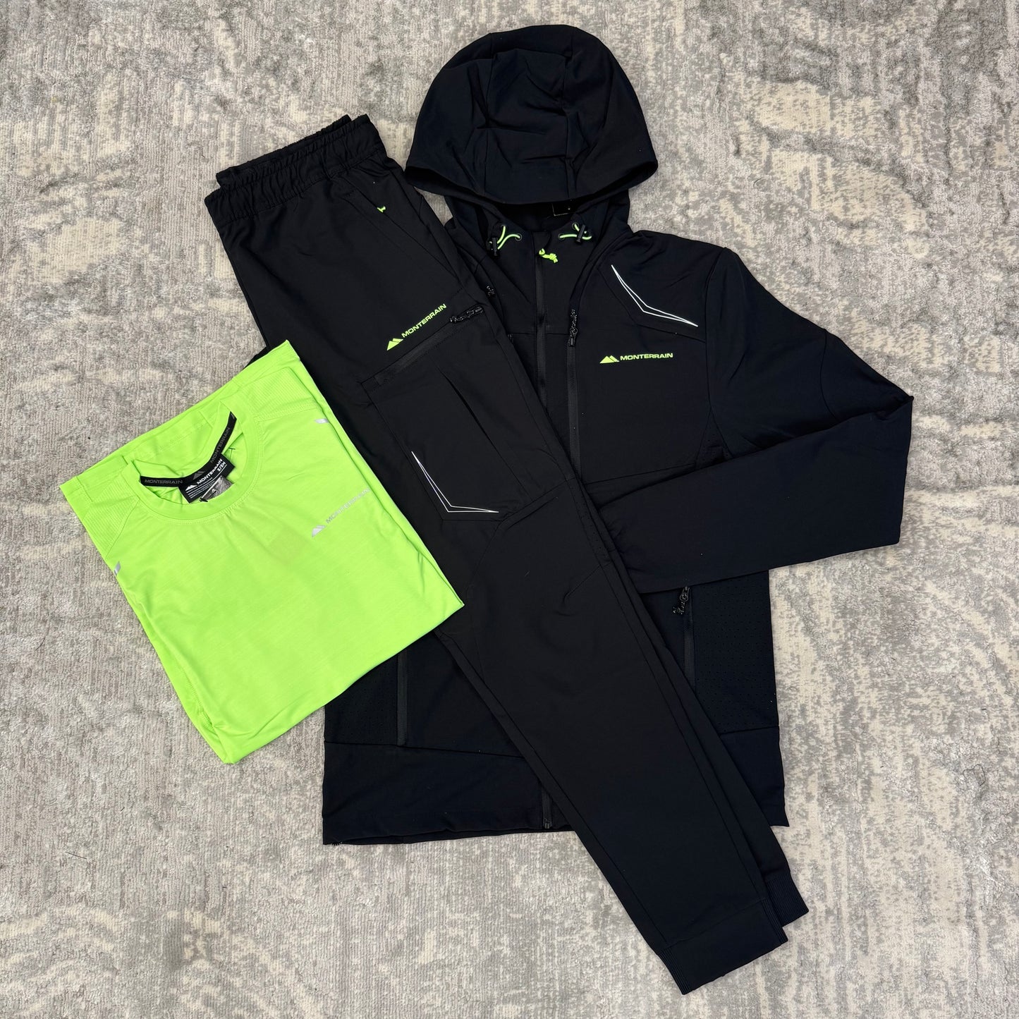 Monterrain Orbit Woven Tracksuit Black/Neon