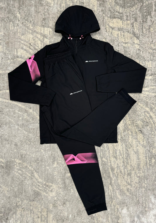 Monterrain Distance Woven Tracksuit Black/Pink