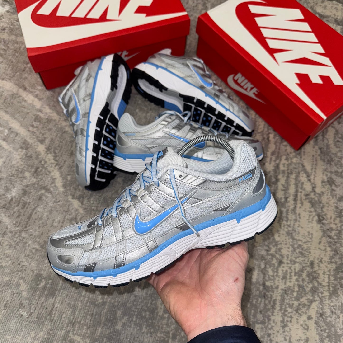 Nike P-6000 Metallic Silver/University Blue