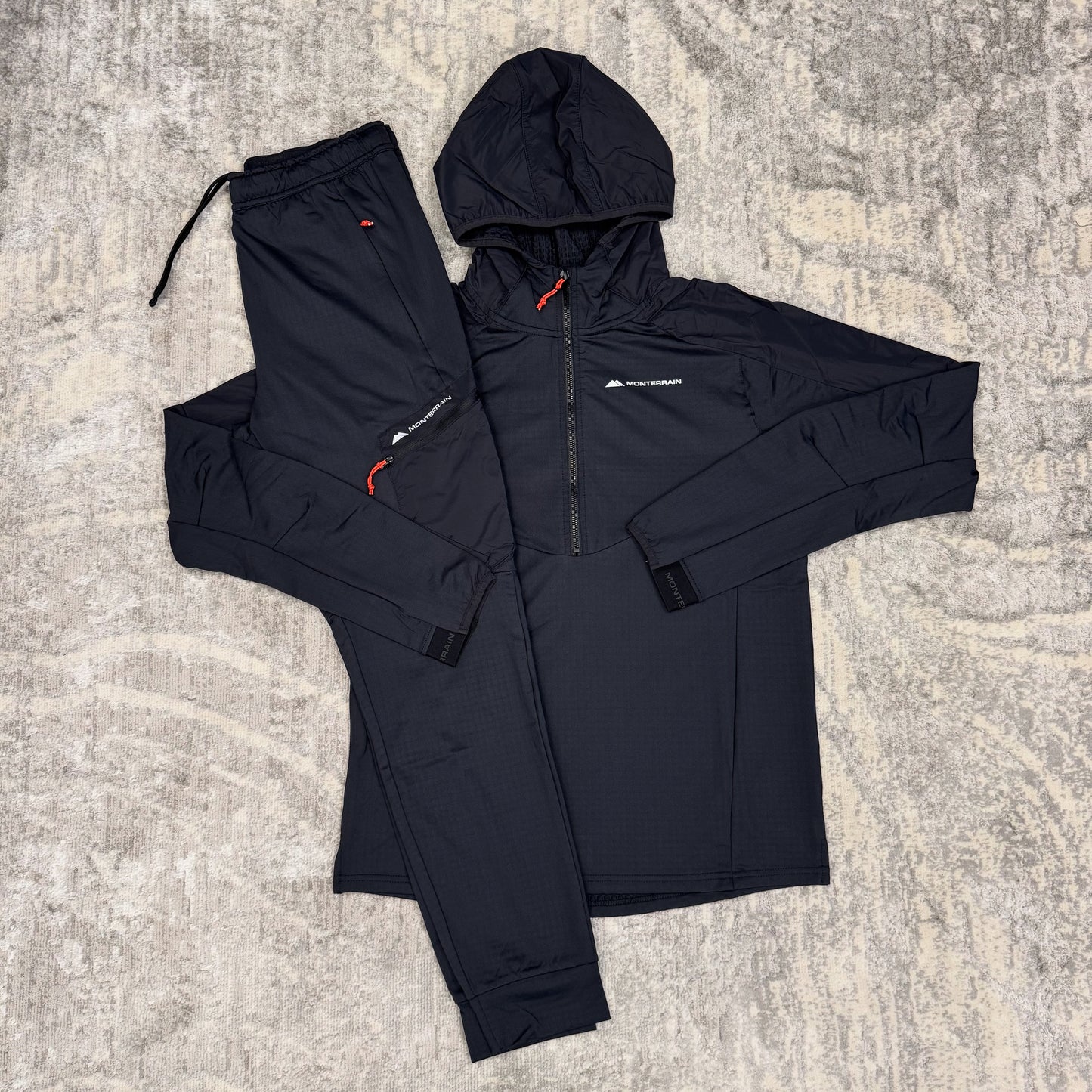 Monterrain Dinar Quarter Zip Tracksuit Black/Tango