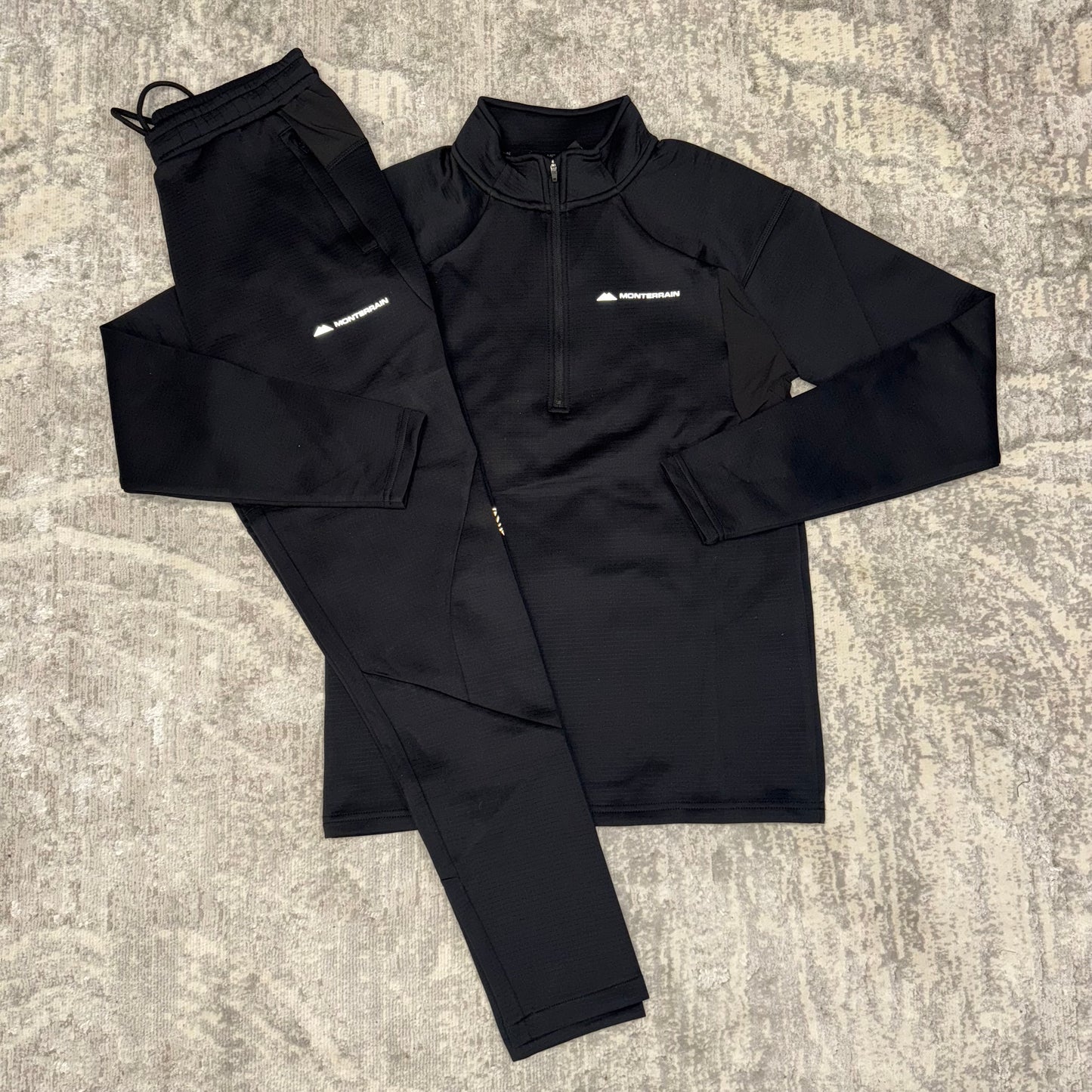 Monterrain Metric Poly Quarter Zip Tracksuit Black